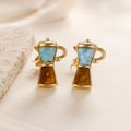 Aretes GRECA Larimar & Ambar - Gold 18K Plated